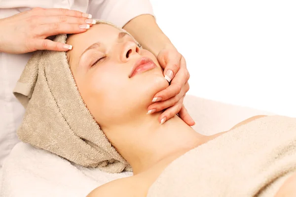 Facial massage at day spa