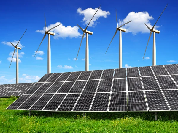 Solar energy panels and wind turbines