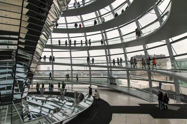 Germany, Berlin, February 17, 2013 . Tourists visiting the Reichstag dome during an excursion to the German Bundestag
