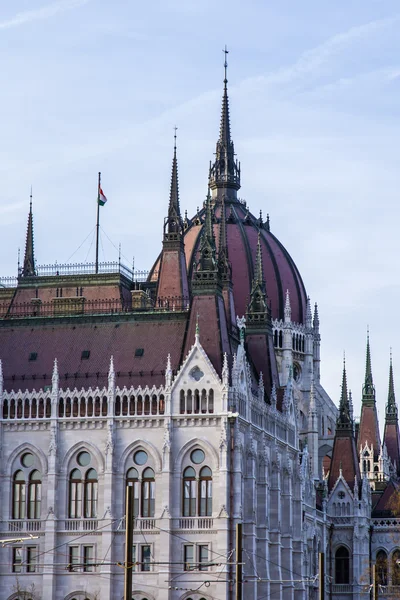 Budapest, Hungary. Architectural detail of the building of the Hungarian Parliament . This building is one of the symbols of Budapest