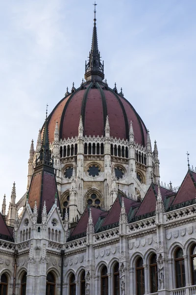 Budapest, Hungary. Architectural detail of the building of the Hungarian Parliament . This building is one of the symbols of Budapest