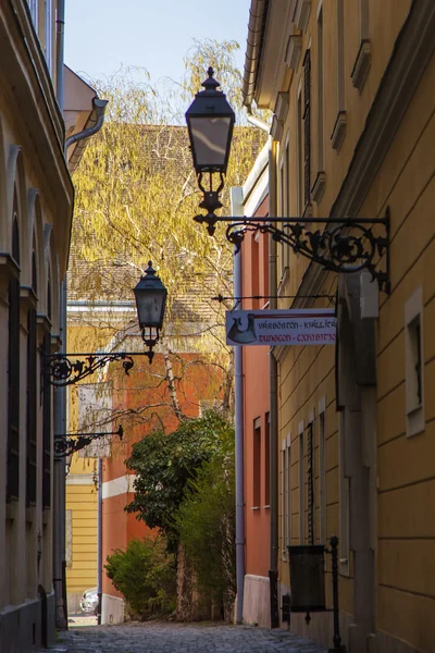 Budapest, Hungary. Typical urban look. Picturesque street in Buda. Buda - part of the city , situated on the high banks of the Danube