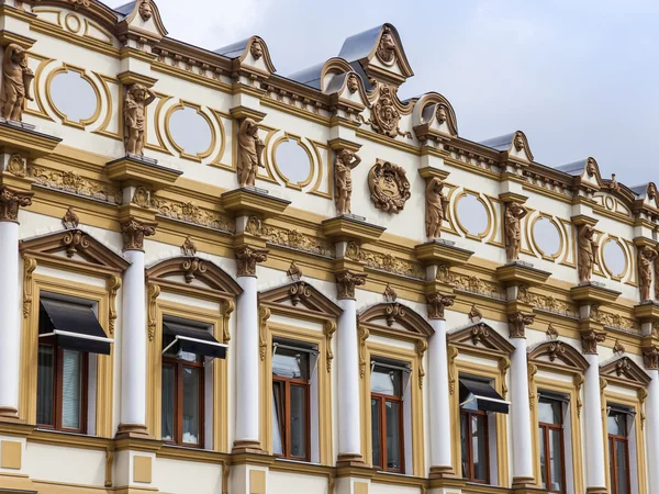 Moscow, Russia, on June 24, 2014. Typical architectural details of historical buildings in a foot zone