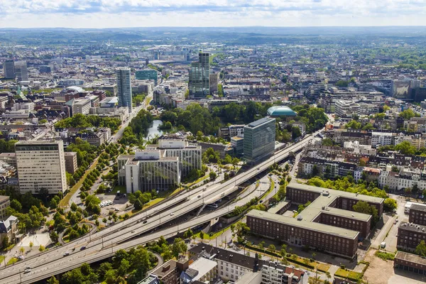 Dusseldorf, Germany, on July 6, 2014. View of the city from a survey platform of a television tower - Reynturm