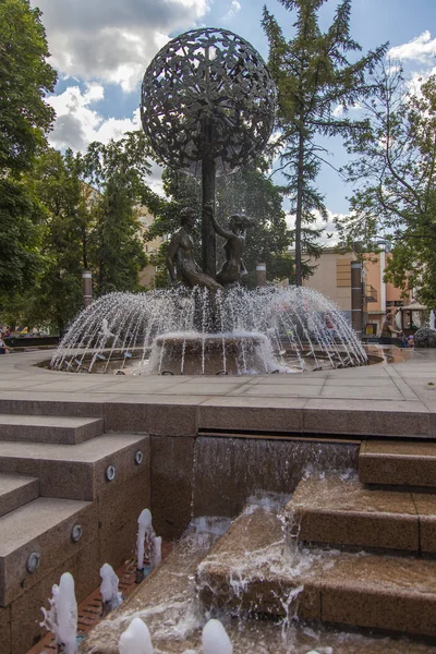Moscow, Russia, on July 26, 2014. The beautiful fountain in a foot zone in the downtown