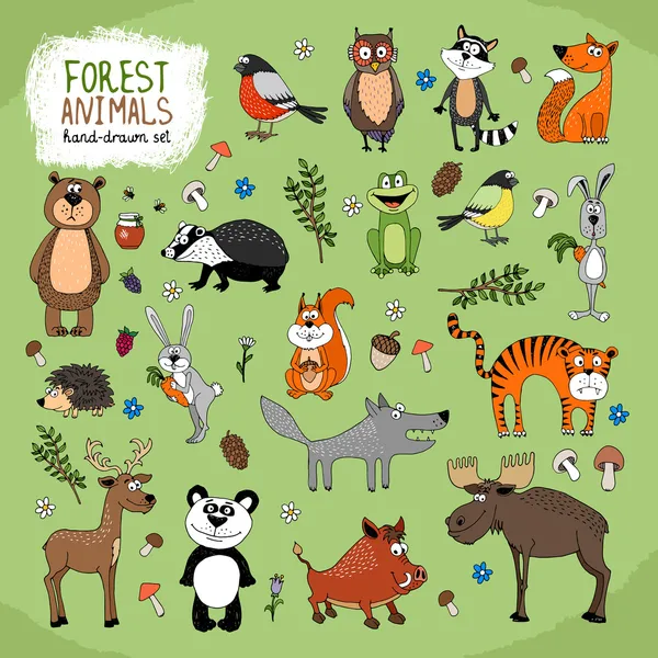 Forest Animals hand-drawn illustration