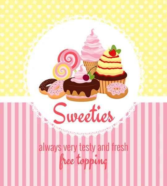 Greeting card template with sweets and candy