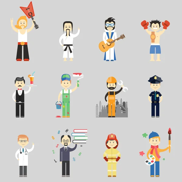 Set of vector characters in different professions