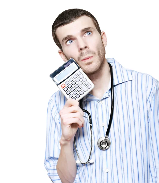 Isolated Doctor Counting Financial Cost Of Health