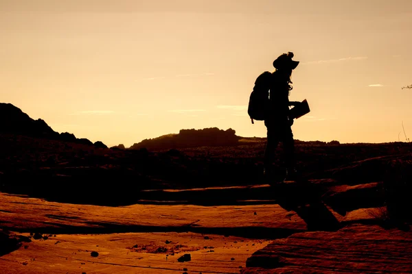 Silhouette of a tourist at the Grand Canyon