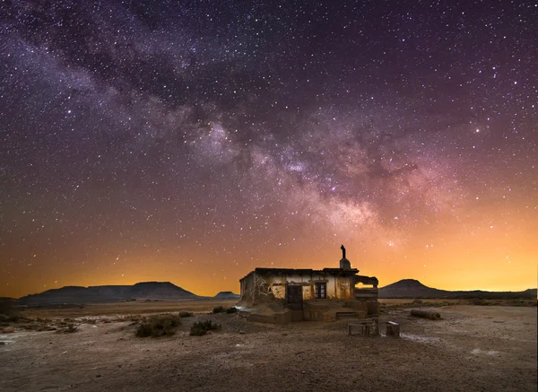 Shepherd hut at desert night