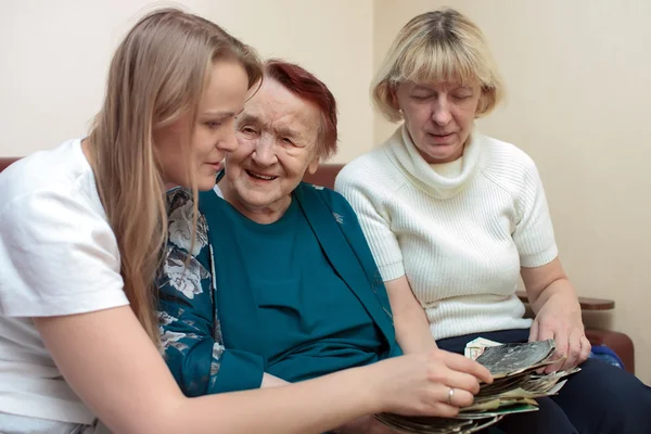 Grandmother, mom and daughter bonding