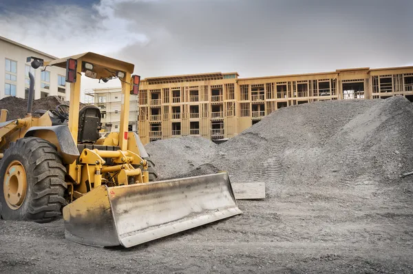 Industrial construction site with bulldozer