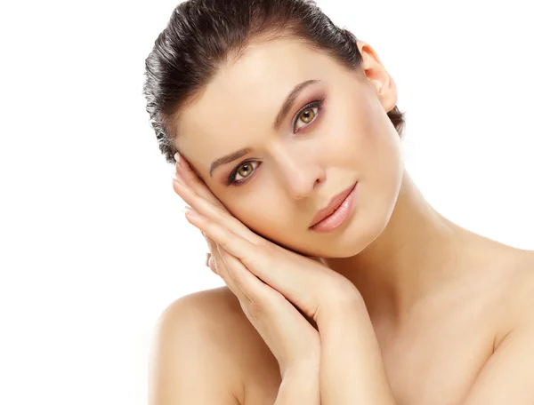 Beauty face of beautiful woman with clean fresh skin - isolated
