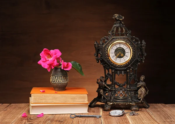 Flowers and clock