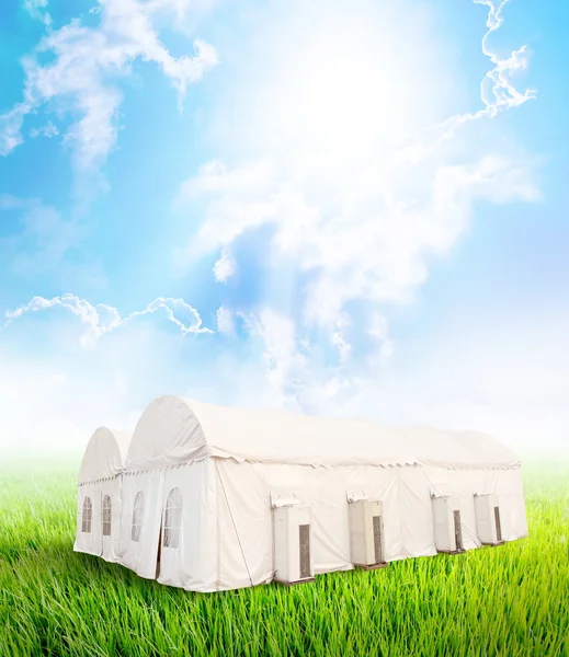 White tent with air conditioning