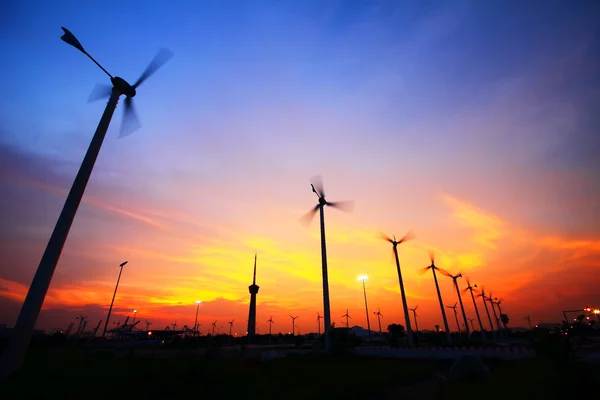 Clean energy wind turbine silhouettes