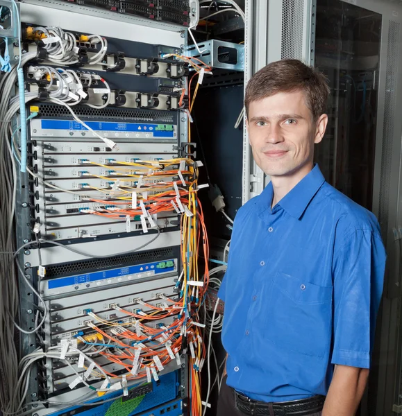 Senior Network engineer in server room