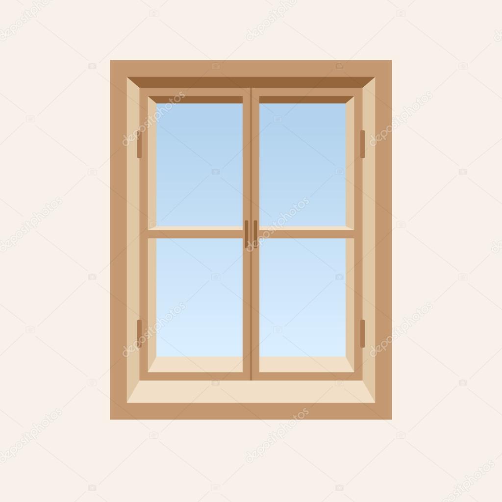 Ventana de madera cerrada. ilustración vectorial — Archivo Imágenes