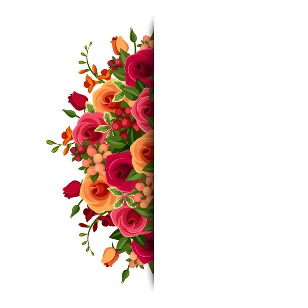 Background with roses and freesia flowers. Vector eps-10.