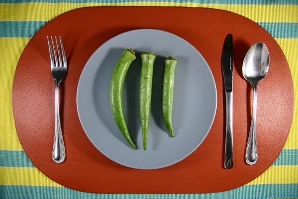 Okra or Lady's Finger on a Plate