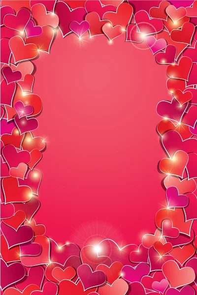 Valentine's day or Wedding background with Red hearts confetti.