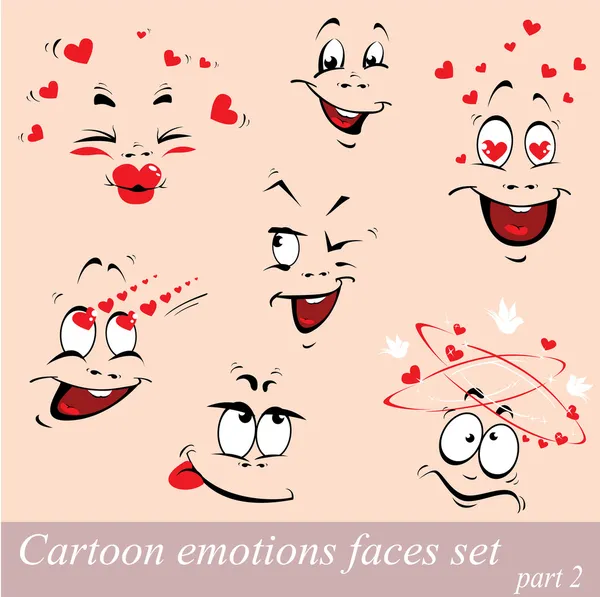 Cartoon emotions faces set, Design for love card and Valentines