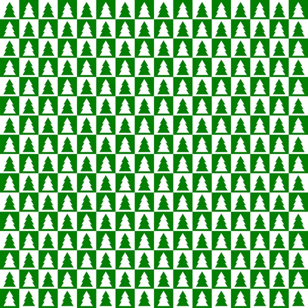 Green and white checkerboard with trees