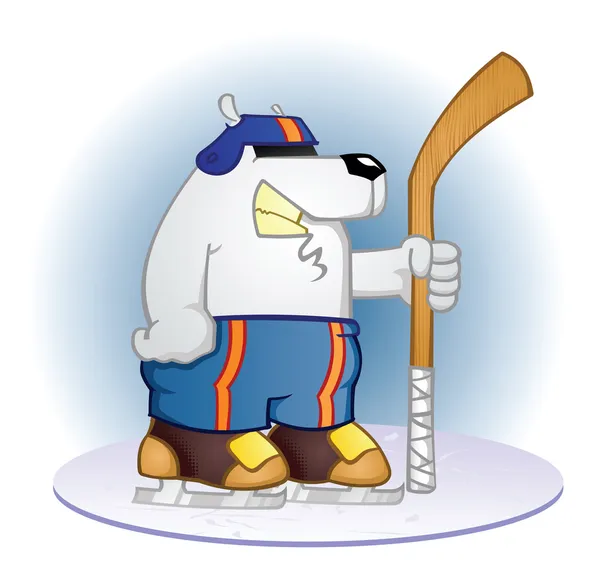 Polar Bear Hockey Player Cartoon
