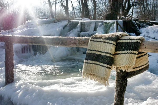 Frozen Romanian traditional stream whirlpool