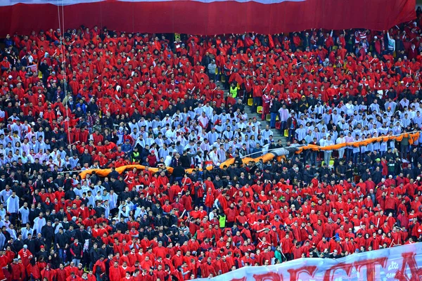 Crowd of soccer fans in the stadium