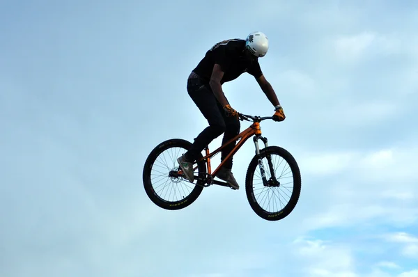 BMX rider bike jump in the air