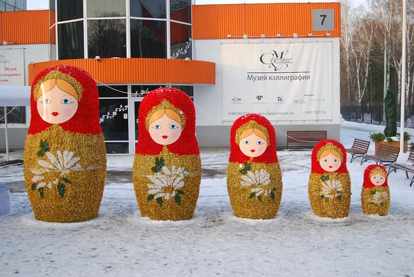 Matryoshkas. New Year decoration in the park.