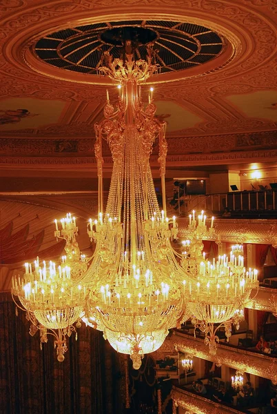 Beautiful chandelier in vintage style. Bolshoy theater historic building interior.