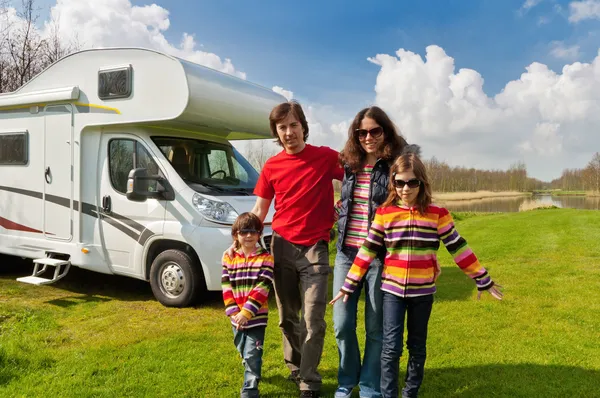 Family vacation in camping, motorhome trip
