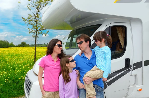 Family vacation, travel in camper