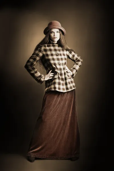 Retro woman in vintage clothes