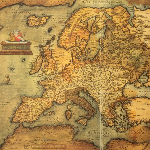 Reproduction of 16th century map of Europe engraved and colored