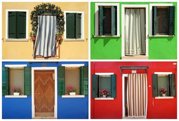 Collection of images with colorful doorways to the houses in bor