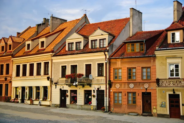 Colorful houses, market square, old town of Sandomierz, Poland