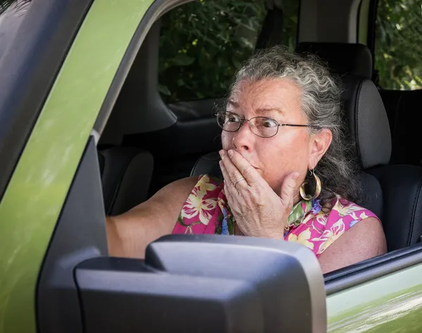 Frightened Senior Woman Driver