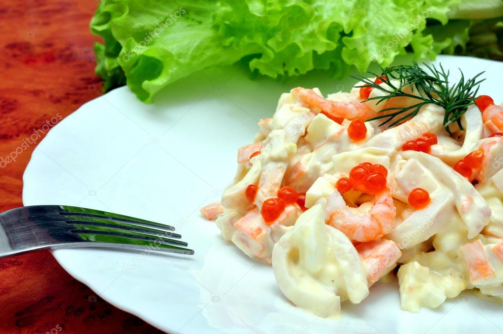 Салат из морепродуктов царский рецепт с Салат из морепродуктов царский рецепт с