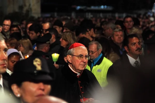 A cardinal during the Way of the Cross chaired by Pope Francis I