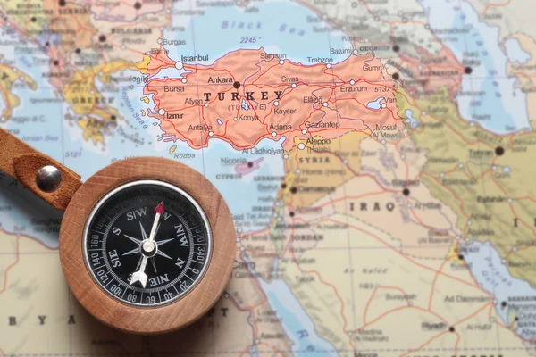 Travel destination Turkey, map with compass