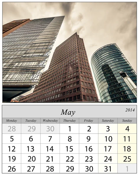 Calendar May 2014. Berlin, Germnay.