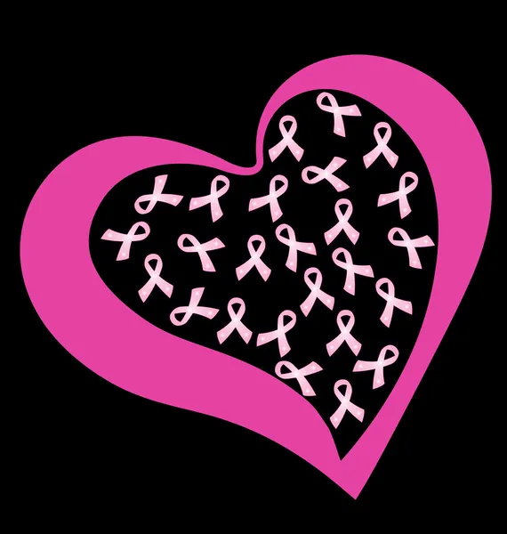 Pink heart and breast cancer ribbons logo