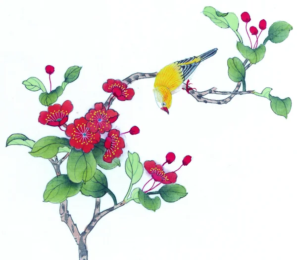 China\'s traditional Chinese painting, flowers and birds