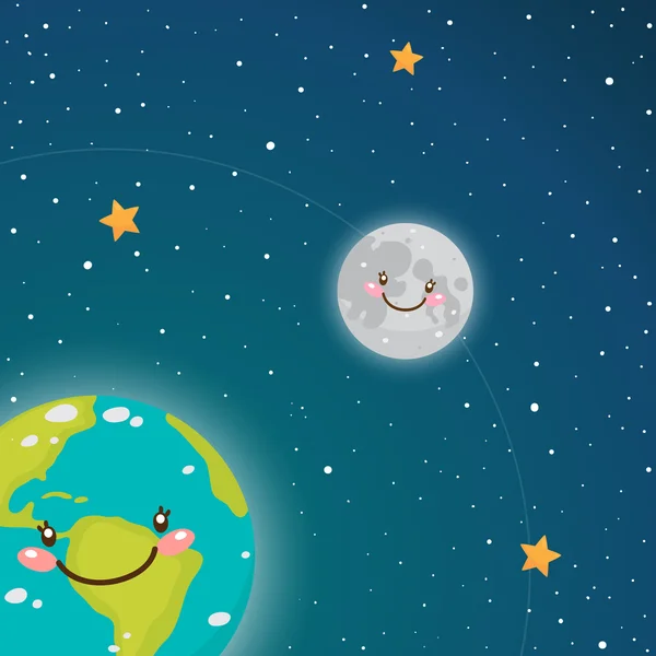 Cute Earth and Moon in space