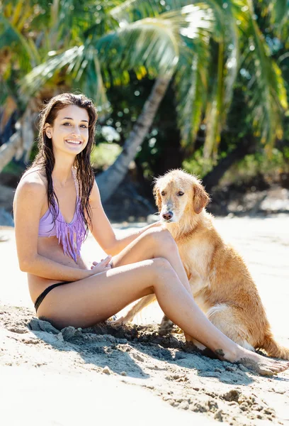 Woman at the Beach with her Dog