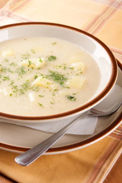 Homemade soup of sauerkraut, cream and potatoes
